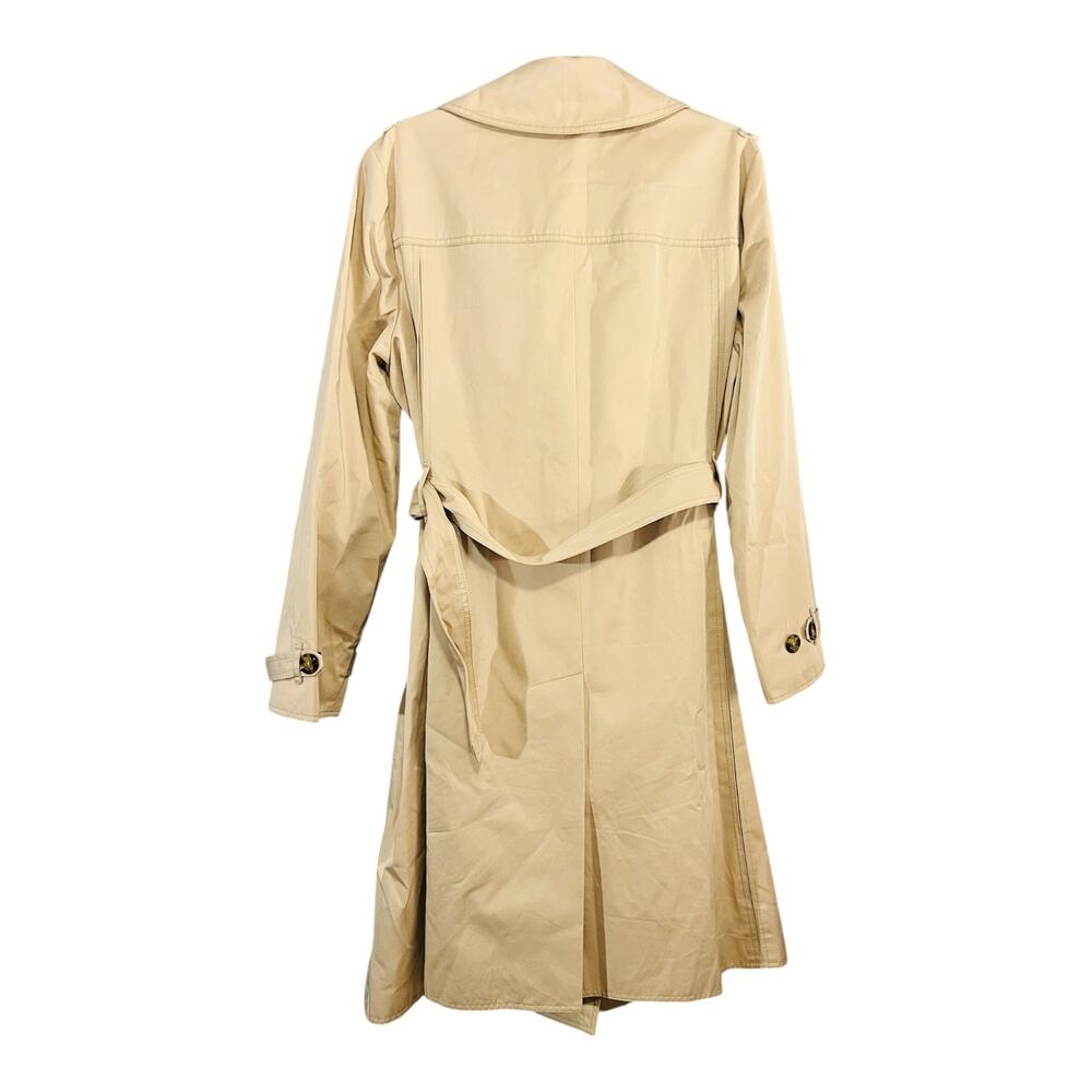 Tory Burch Classic Belted Double Breasted Trench Coat Khaki Cotton Size 14 - Picture 2 of 5